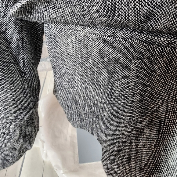 Vintage 80s Wool Preppy Tweed Blazer Velvet Trims Black White Academia Size 16 - Picture 6 of 15